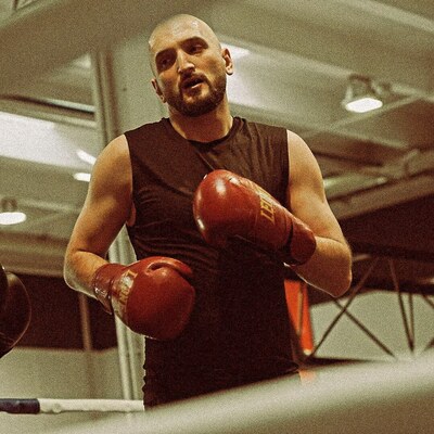 Islam Mezhidov training in the gym